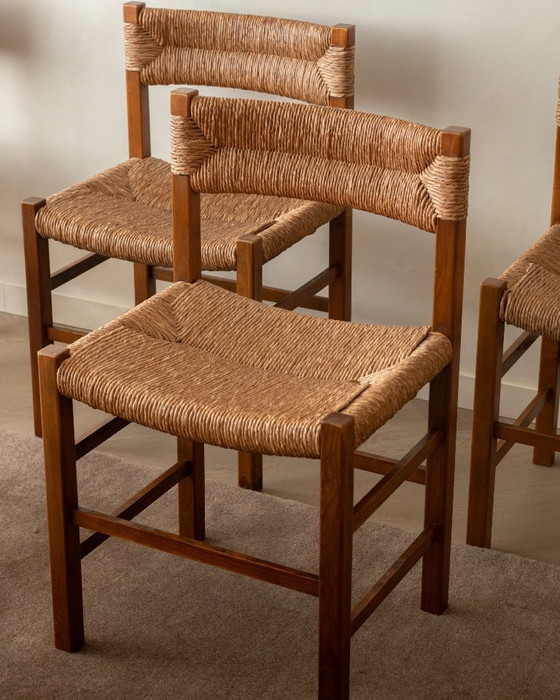 French Mid-Century Wood and Rush Dining Chairs, 1960s, Set of 6, Beige (photo 4 of 22)
