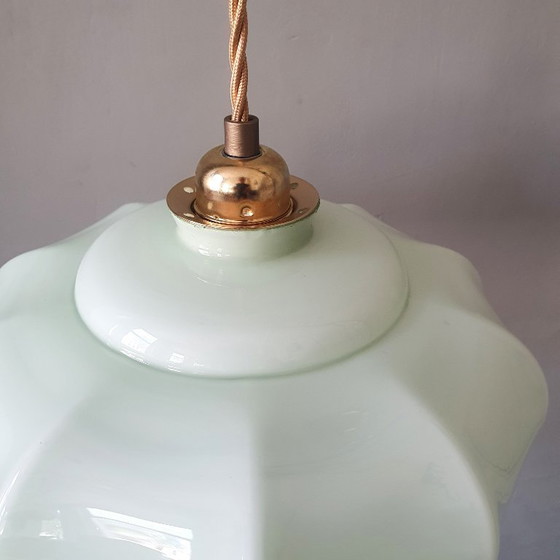 Vintage Franse Hanglamp - Pastel Groen Opaline Glas – Hanglampen (photo 14 of 16)