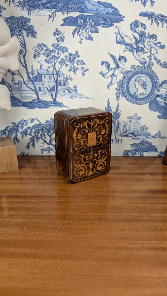 Image 1 of Porta carte in legno e intarsi, decorazione rinascimentale, periodo Napoleone III