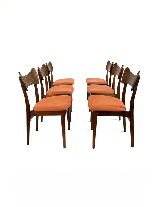 6 chaises de salle à manger danoises en teck restaurées, années 60