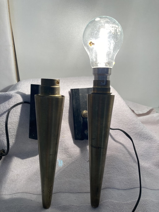 Vintage 1950s brass conical wall sconces – wandlampen (photo 2 of 15)
