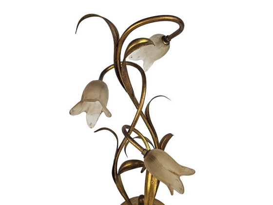 Image 1 of LS Italy - Vintage - verguld messing - Hollywood Regency stijl - tulpen - tafellamp - 1980's