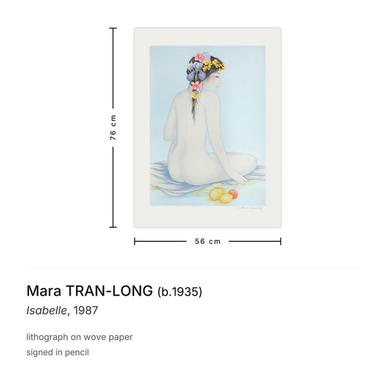 Lithographie signée de Mara TRAN-LONG, Isabelle, 1987 – Lithographies et sérigraphies, Paper (photo 3 of 5)