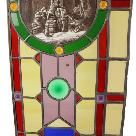 Groot Kleurrijk Glasraam Glas in Lood Medaillon – Decoratieve objecten (photo 12 of 20)