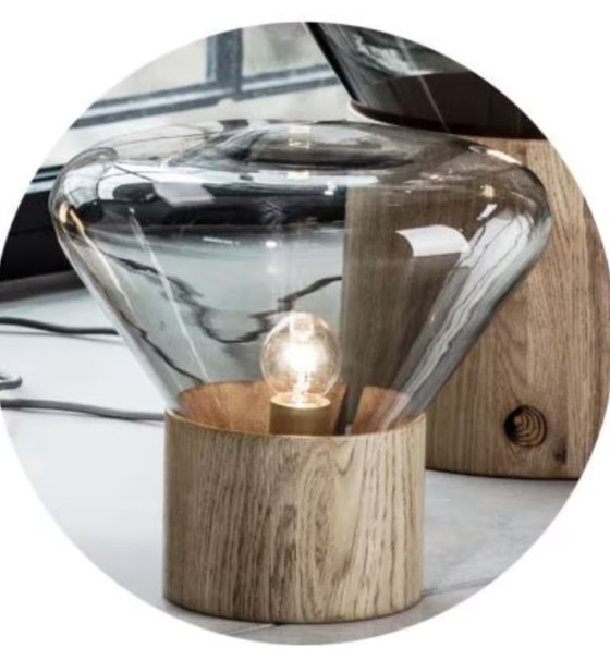 Image 1 of Lampada da tavolo piccola Brokis Muffin in rovere - grigio fumo