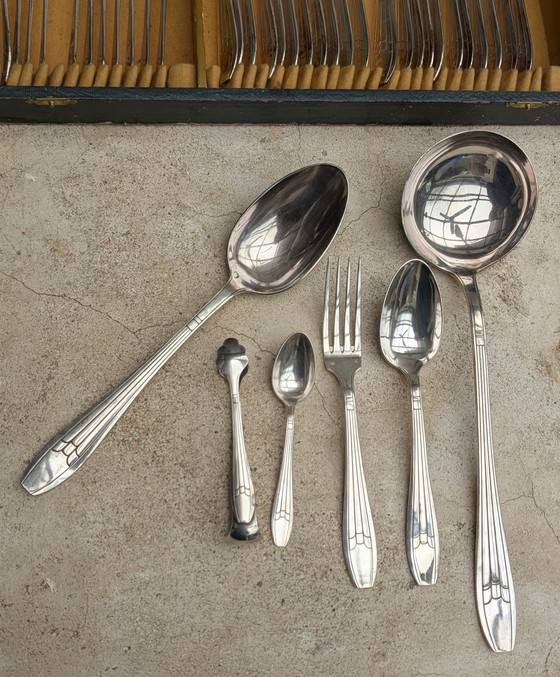 Image 1 of Verzilverde Art Deco bestekset