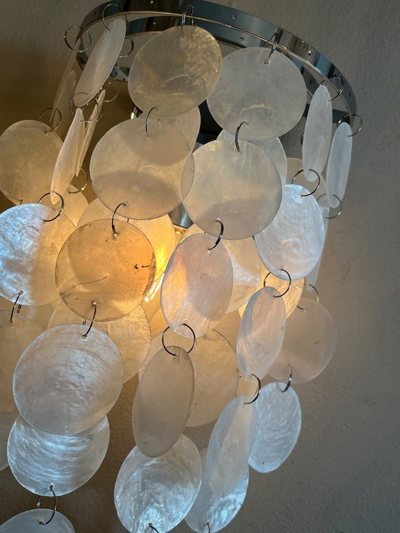 Image 1 of Set of 2 capiz shell Wall lamps pearl shell chrome frame