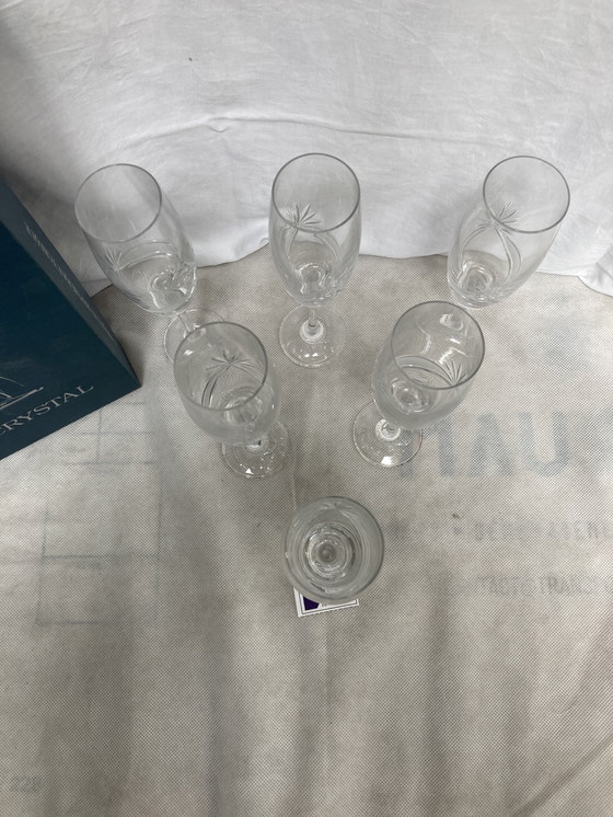 Image 1 of 6 kristallen champagneglazen Tsjechië 90'S