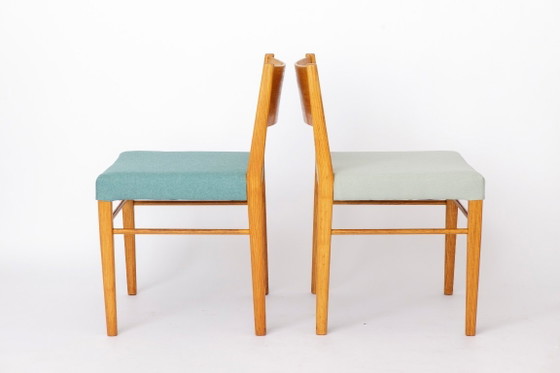 Image 1 of Set van 6 vintage beukenhouten eetkamerstoelen, Duitsland jaren 70, gerestaureerde houten eetkamerstoelen, eetkamerset in mid-ce