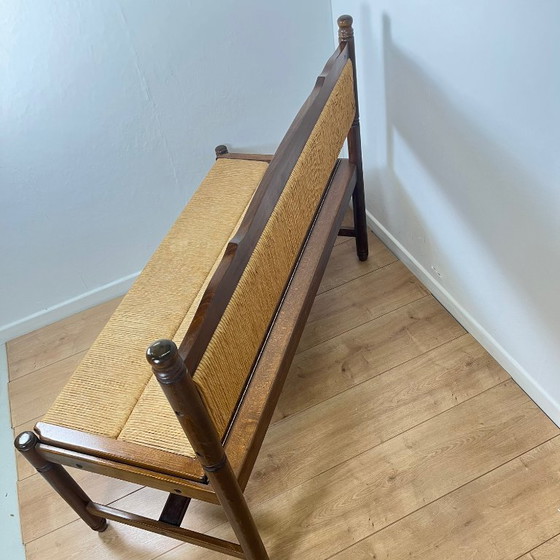 Image 1 of Provençal bench with backrest and integrated storage, 1960
