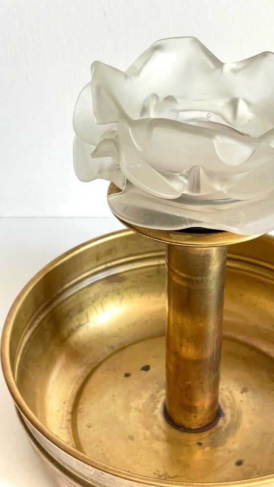 Image 1 of Centrotavola a ciondolo in ottone e vetro vintage