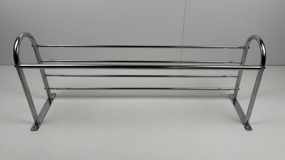 Image 1 of Vintage wall coat rack chrome for clothes hangers with hat rack