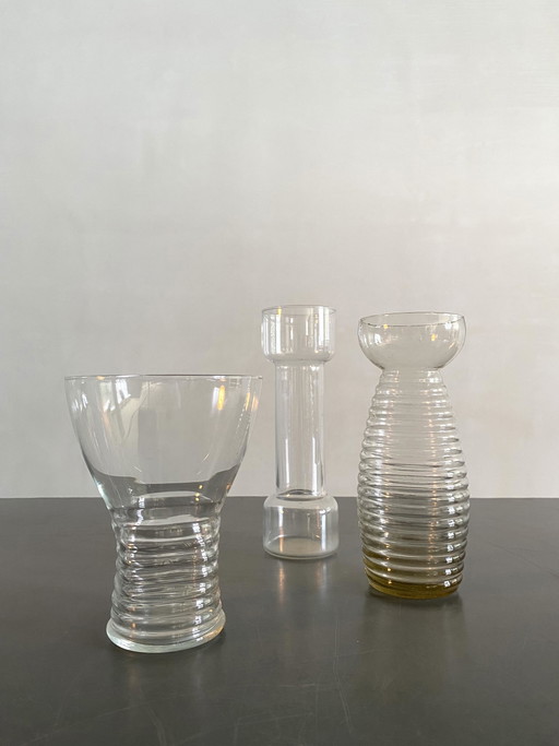 Trio aus dekorativen Glasvasen aus Hyazinthe, 1970er