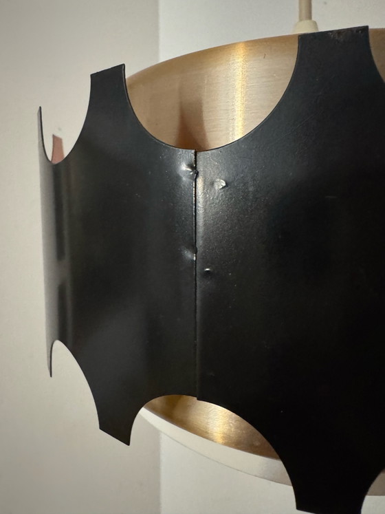 Image 1 of Hanglamp in zwart en koperkleurig design uit de jaren 60