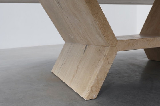 Image 1 of Café rectangular geométrico escultural de travertino, Italia Años 60