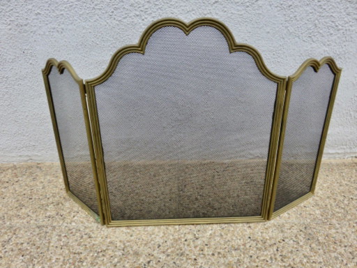 Pantalla para chimenea, protector contra chispas "Made in Italy" en latón, 3 paneles plegables, 1970 – decoratieve objecten