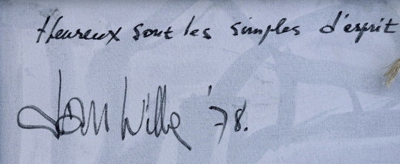 Image 1 of Groot abstract schilderij van Jan Wille uit 1978.