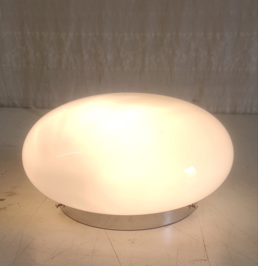 Lampada da soffitto o da parete con globo in vetro opalino - metà del XX secolo