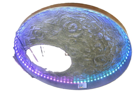 Moon landscape mirror 60 cm round – Tonny Sixxx, Glass, Wood (photo 6 of 12)