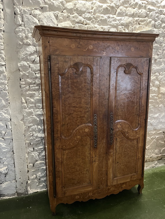 Image 1 of Gabinete del siglo XIX en olmo macizo y nudo de olmo macizo