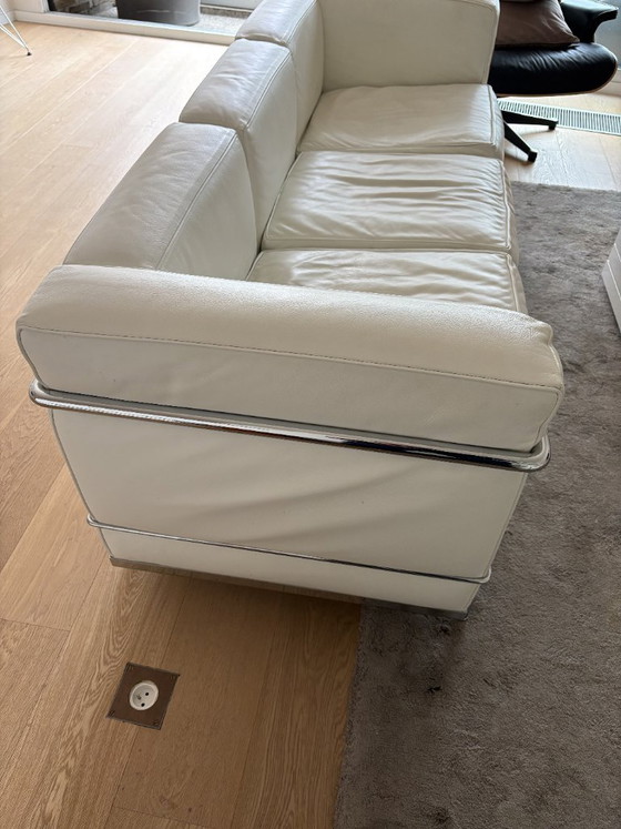 Cassina LC2 3 Seater - White Leather – Divani, Chrome (photo 6 of 8)