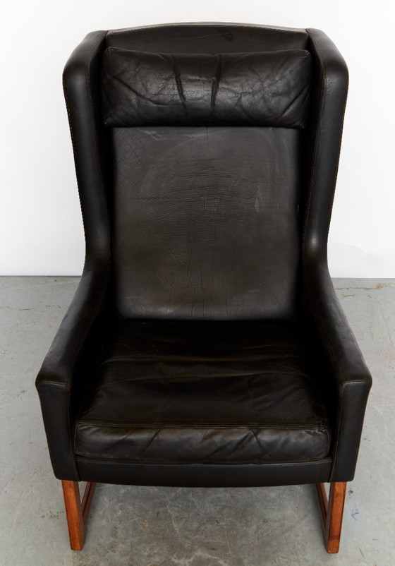 Image 1 of Sedia e poggiapiedi wingback vintage di Rudolf Glatzel per Kill International, 1960