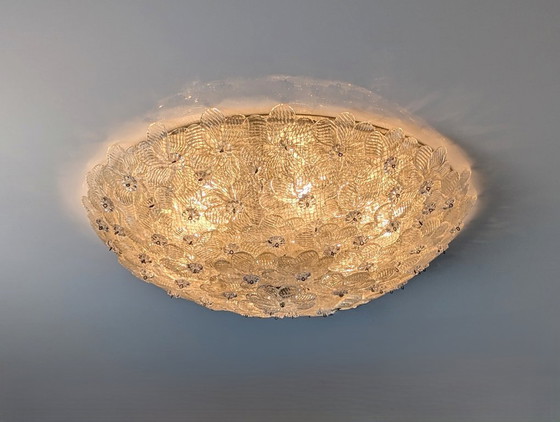 Barovier & Toso Murano Goldstaubglas Blumen Deckenleuchte, 1960er – Deckenleuchten (photo 2 of 10)