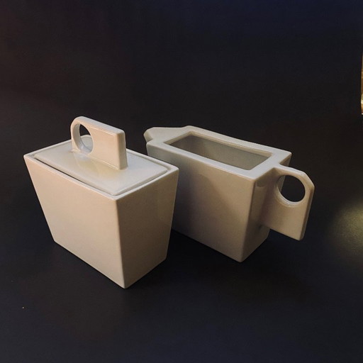 Royal Boch Belgien – minimalistisches Zucker- und Milchset – weißes Porzellan – modernes Design