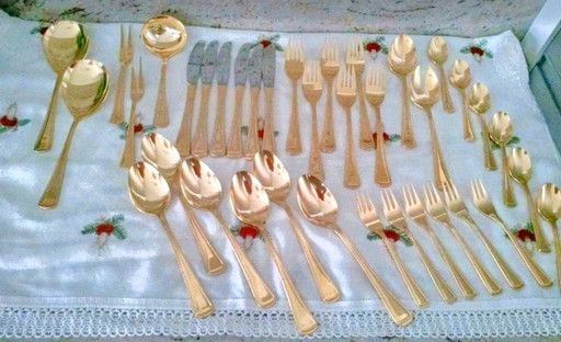 Olympia Imperial Cutlery 37 pieces hard gold plated with 24 carat gold
