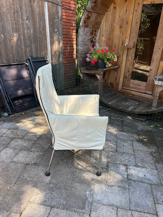 6 Montis Chaplin Stoelen. Wit Leer Goede Staat – Fauteuils, Leather, Metal (photo 6 of 6)