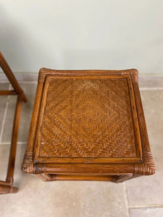 Nest of tables in rattan – Side tables, Wicker, Vintage (photo 4 of 19)