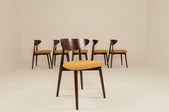 Image 1 of Lot de 6 chaises de salle à manger scandinaves moutarde bouclé 