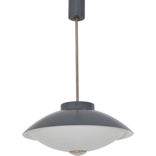 Vintage glazen en metalen hanglamp UFO van Napako, Tsjecho-Slowakije 1970
