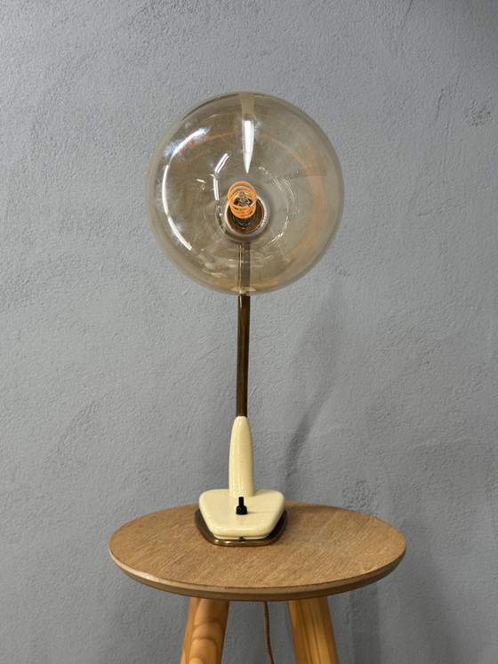Image 1 of Vintage tafellamp met messing arm
