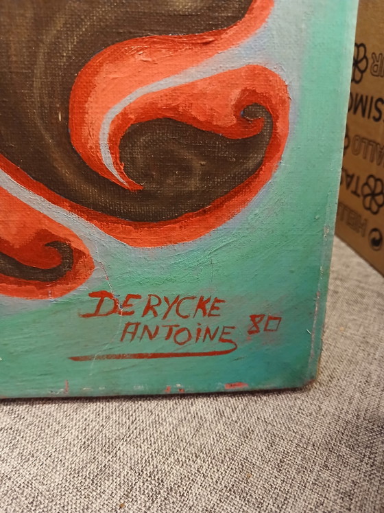 Olio su tela, rappresentazione mitologica dell'Uomo Verde, di Antoine de Rycker – Dipinti e disegni, Canvas (photo 4 of 15)