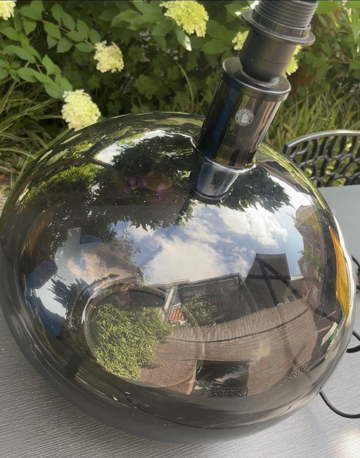 Large vintage IKEA table lamp Anne Nilsson black smoked glass '80s
