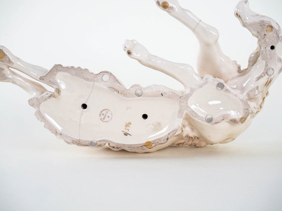 Image 1 of Porseleinen beeldje van een Borzoi-hond, jaren 60, gemaakt in Europa.