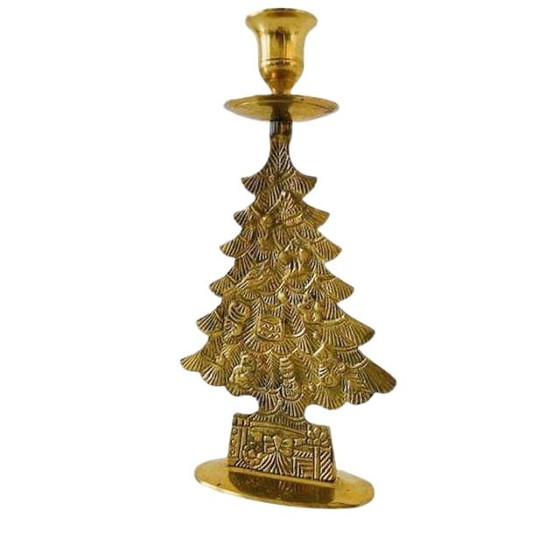 Image 1 of Vintage brass Christmas tree candlestick 1960's