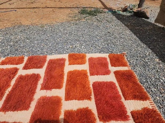 Large Moroccan Berber rug in orange and ecru wool, 400 x 300 cm. – Rugs & carpets, Cotton (photo 4 of 10)