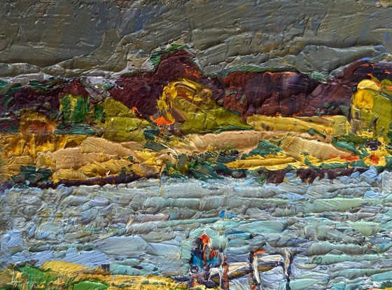 Image 1 of Original Oil Painting Summer River Landscape Sailing on the river
