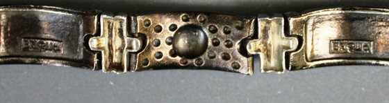 Image 1 of Bracelet by Luigi Briglia, silver-colored, set with clear, faceted stones and signed.