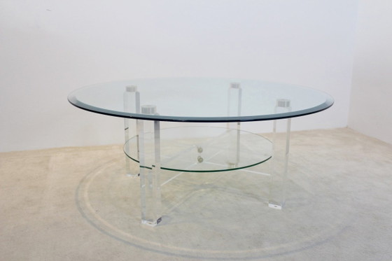 Lucite, Messing en Glazen Salontafel, Koffietafelboeken, Hollywood Regency (foto 2 van 7)