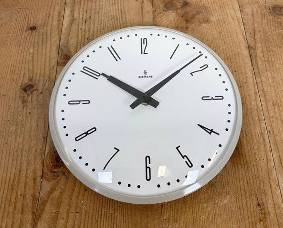 Image 1 of Grey Industrial Factory Wall Clock from Siemens, 1970s