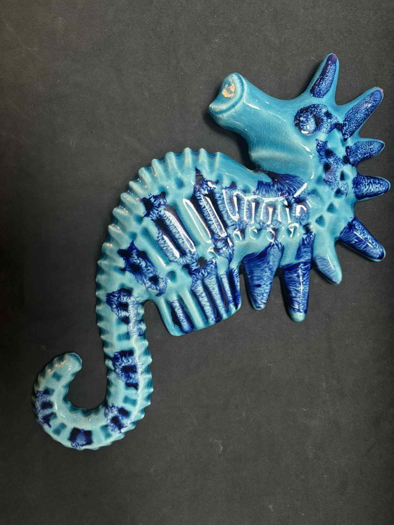 Image 1 of Zeepaardjes decoratie, patina blauwe muurdecoratie, kunst, kustdecoratie, aquablauwe keuken, strand