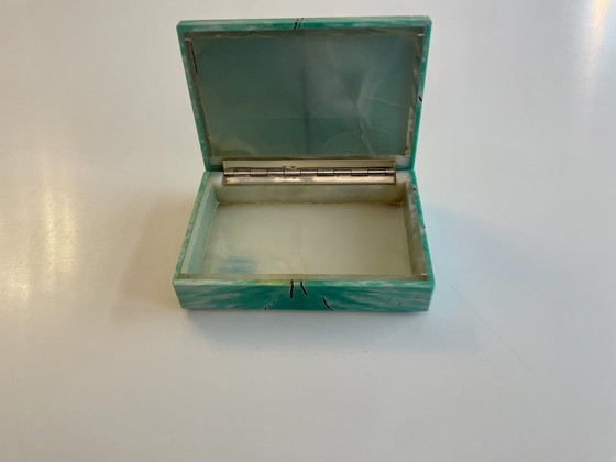 Image 1 of Box aus Amazonite mit Scharnier aus Echtsilber Juweliersarbeit