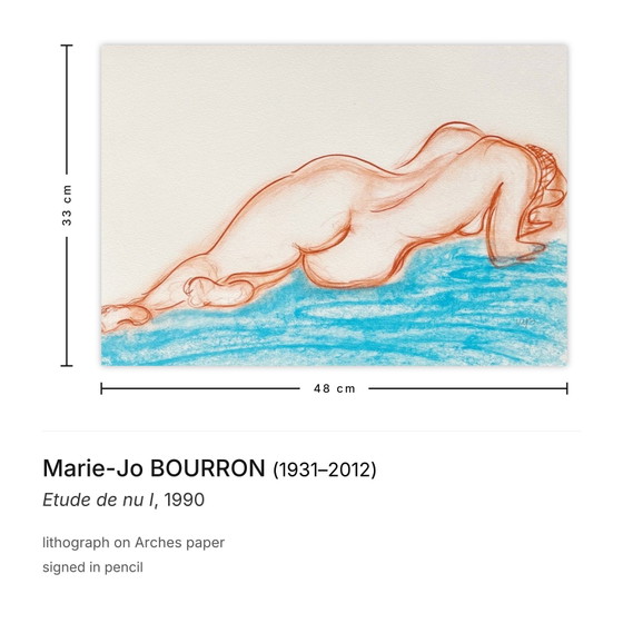 Marie-Jo Bourron, signierte Lithografie „Etude De Nu I“, 1990 – Lithographien & Drucke, Paper (photo 3 of 5)