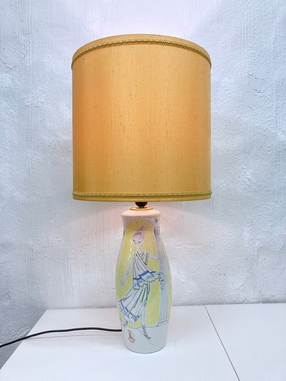 Image 1 of Italiaanse keramieken tafellamp uit de jaren 50 ontwerp Milvia Quadrifoglio