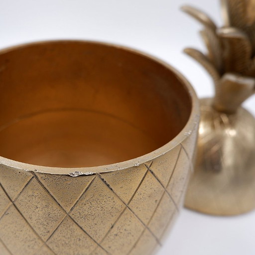 Seau à glace vintage en forme d'ananas, style Hollywood Regency, des années 1970.