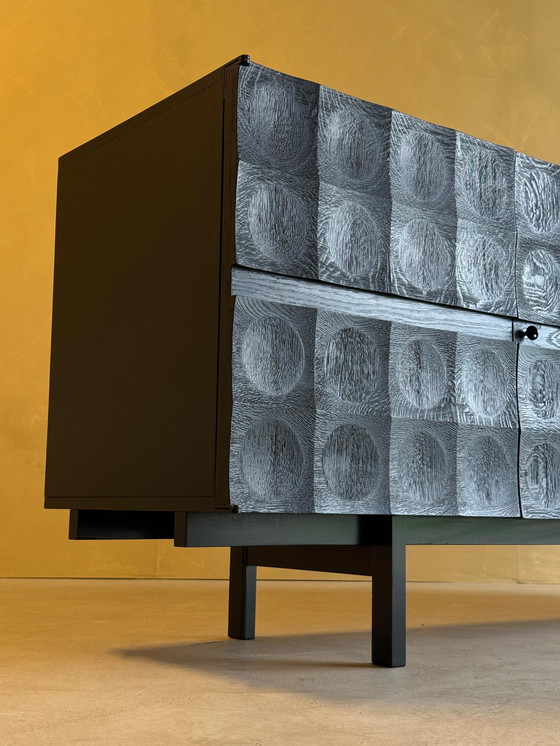 Image 1 of Brutalistisch dressoir in zwart gebeitst eiken van J. Batenburg voor MI België