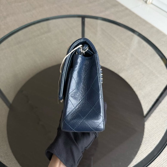 Image 1 of Chanel Classic Flap Medium - Caviar 25CM Quilted Dark Midnight Blue Silver Hardware Series 19